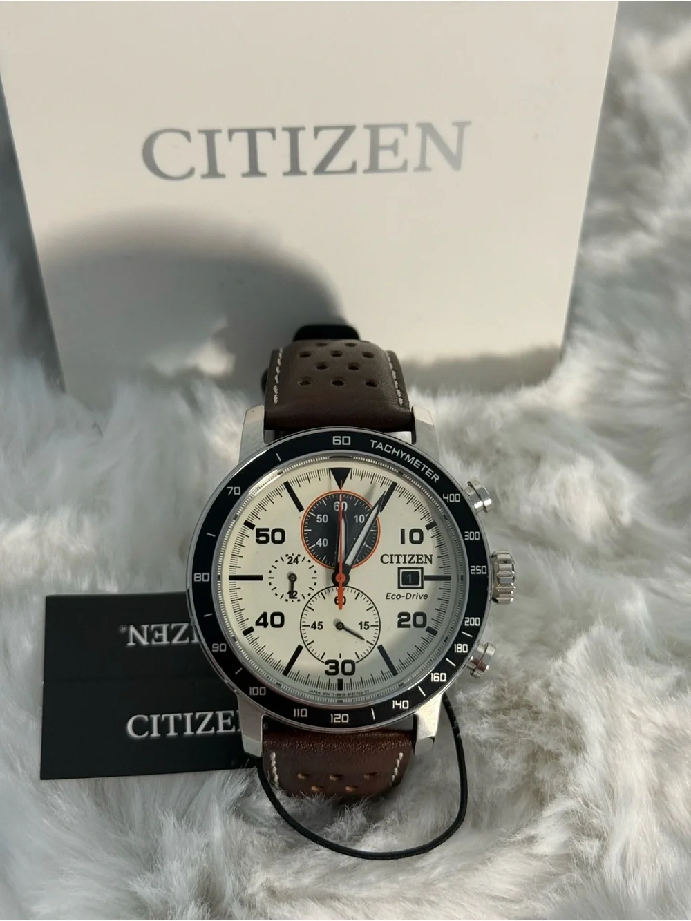 Citizen Brycen Eco-Drive Chronograph CA0649-06X Cream Dial NWT Box
